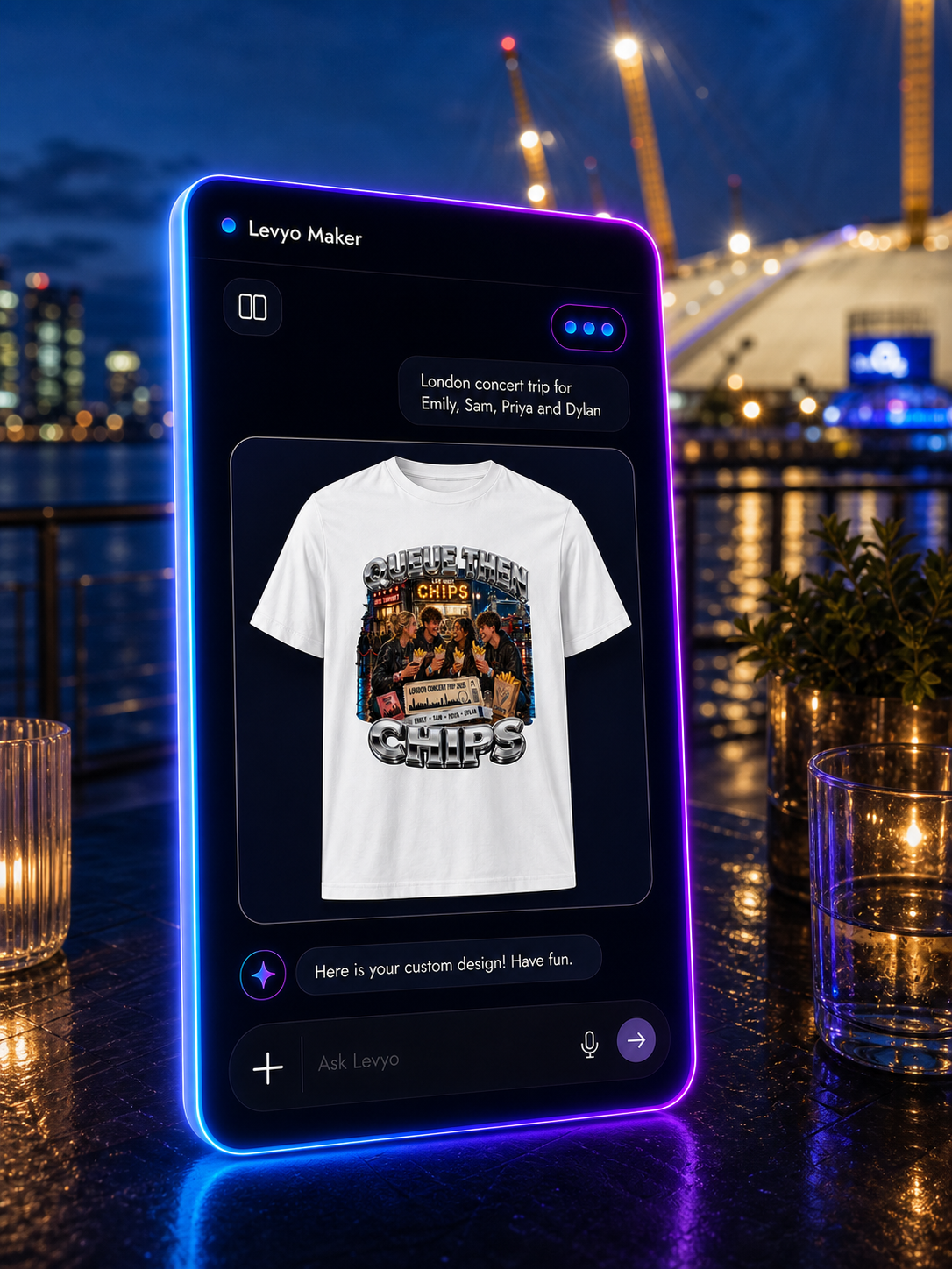 Levyo Maker result screen for concert trip t shirts