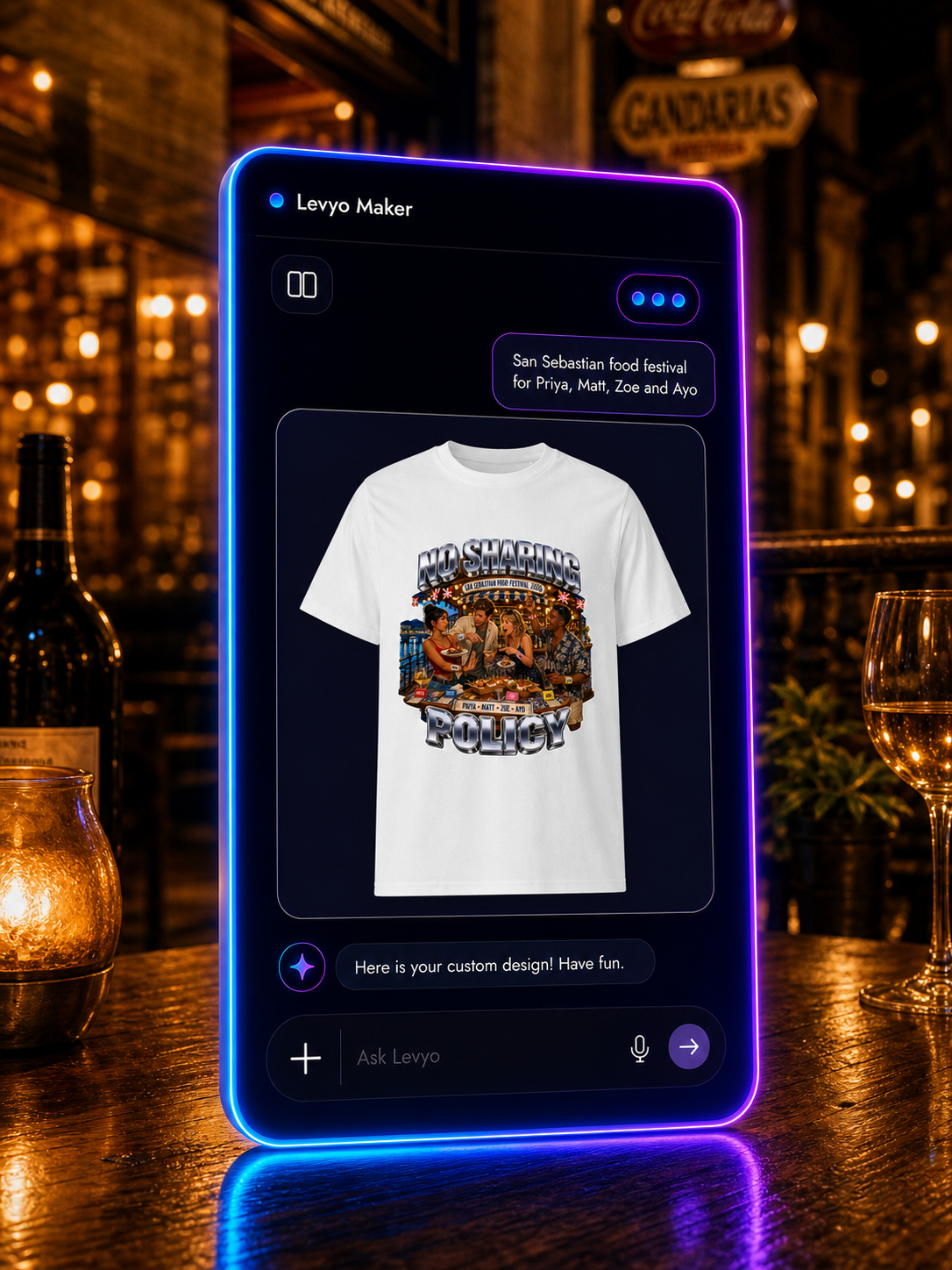Levyo Maker result screen for food festival t shirts