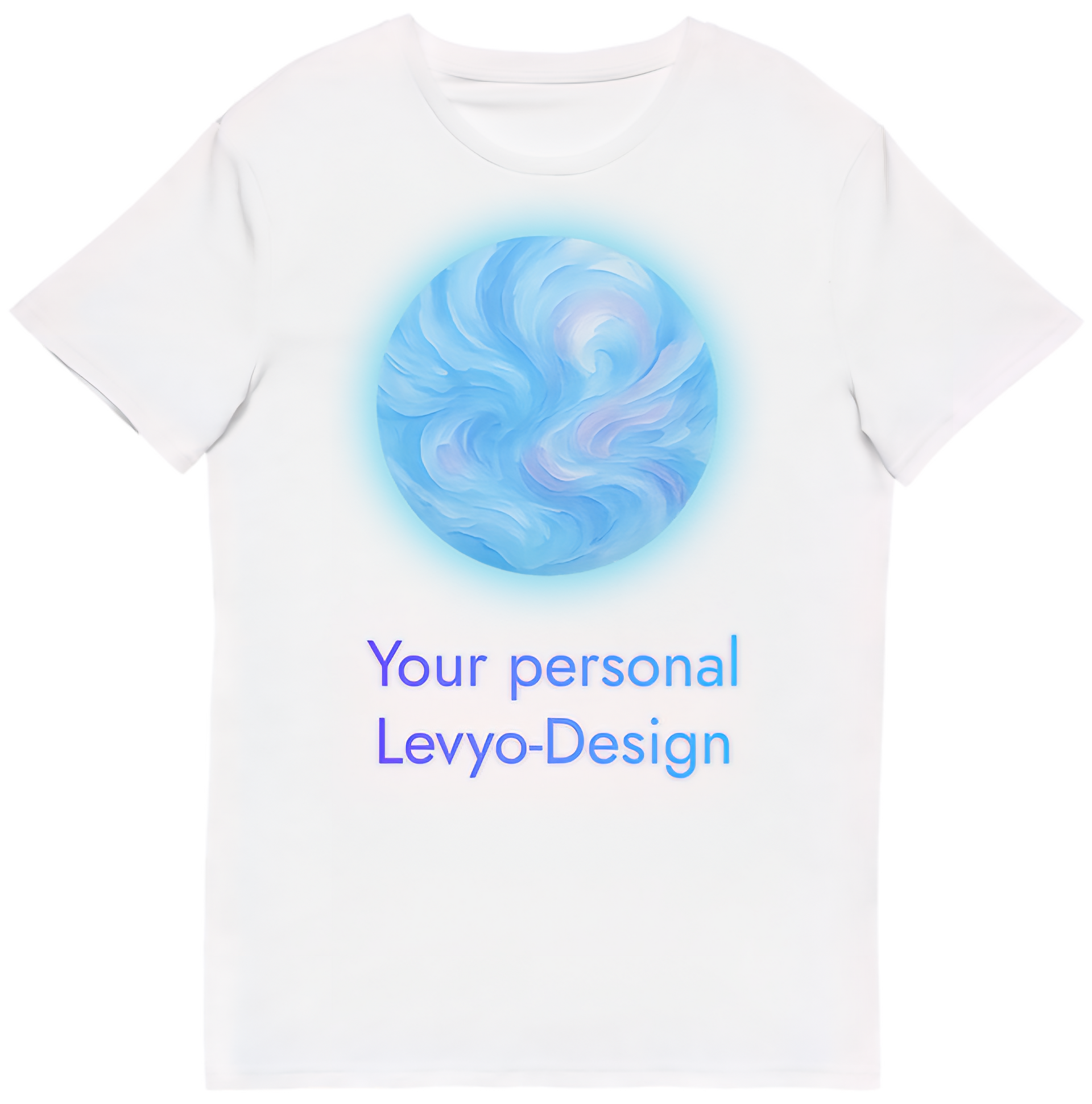 Your personalized Levyo shirt white front mockup with custom Levyo design placeholder