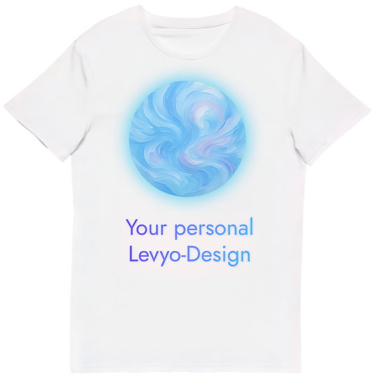 Your personalized Levyo shirt white front mockup with custom Levyo design placeholder