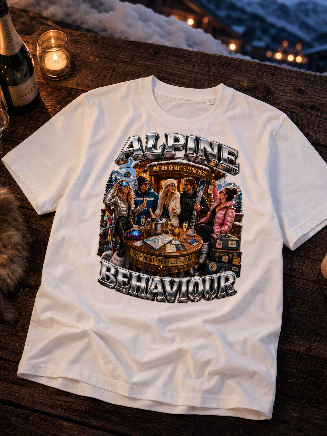 Levyo shirt visual for chalet season t shirts
