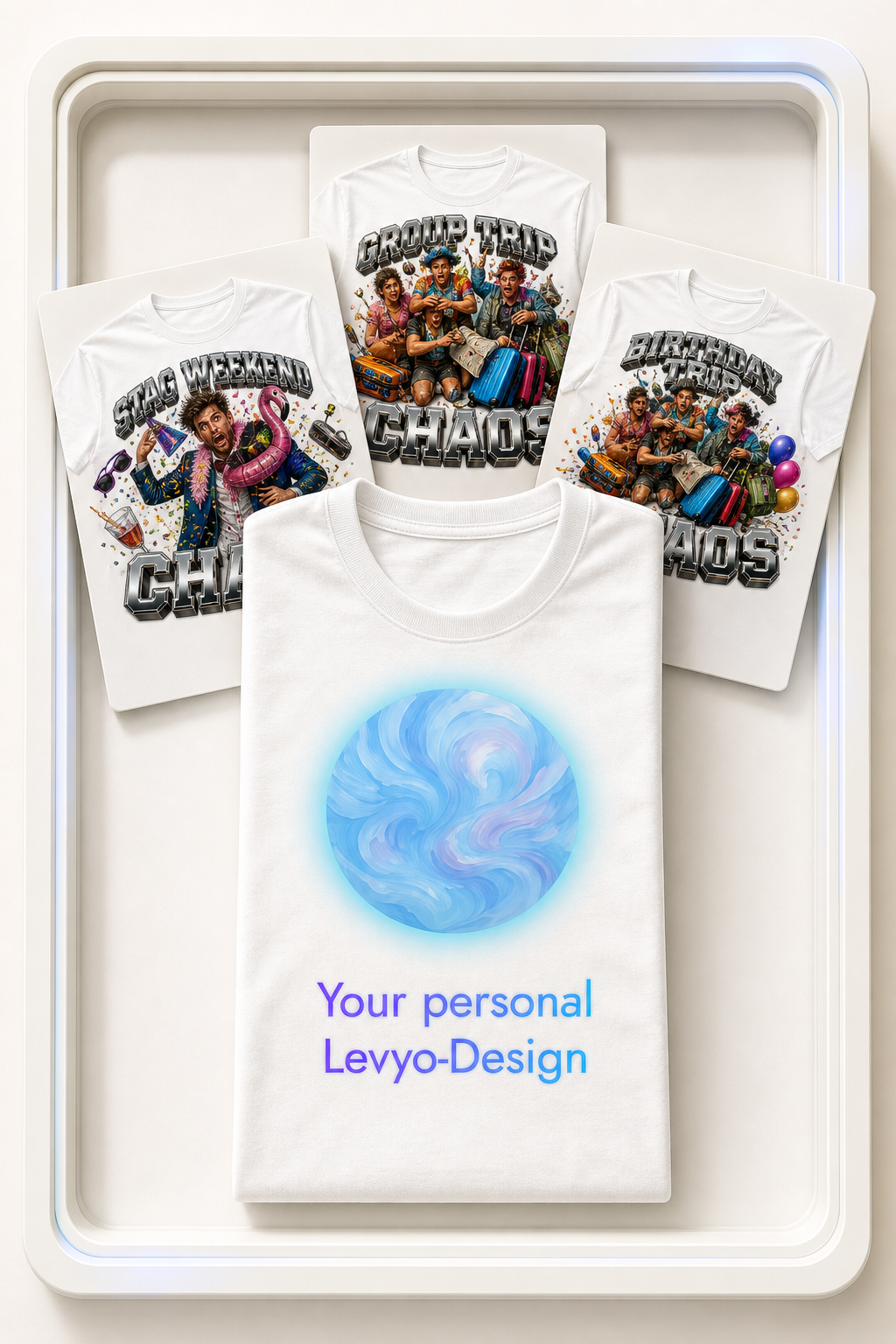 Funny personalised Levyo group shirt visual with multiple inside joke shirt directions