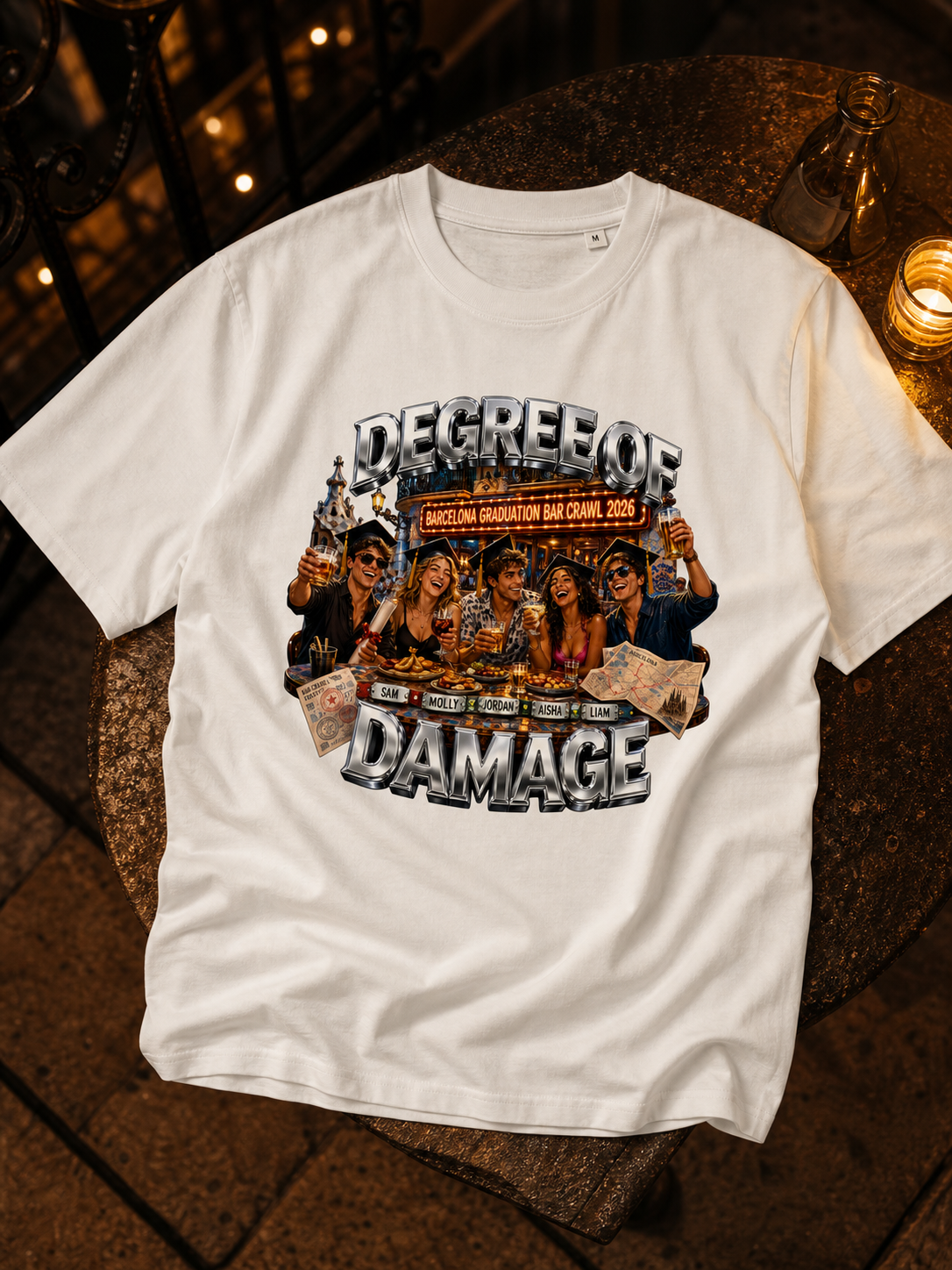 Levyo shirt visual for graduation bar crawl t shirts