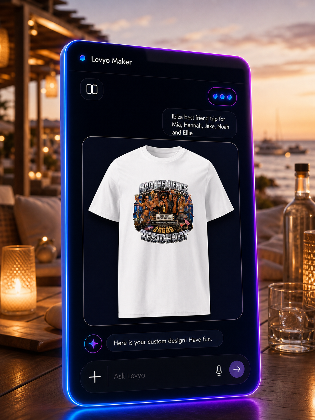 Levyo Maker result screen for best friend trip t shirts
