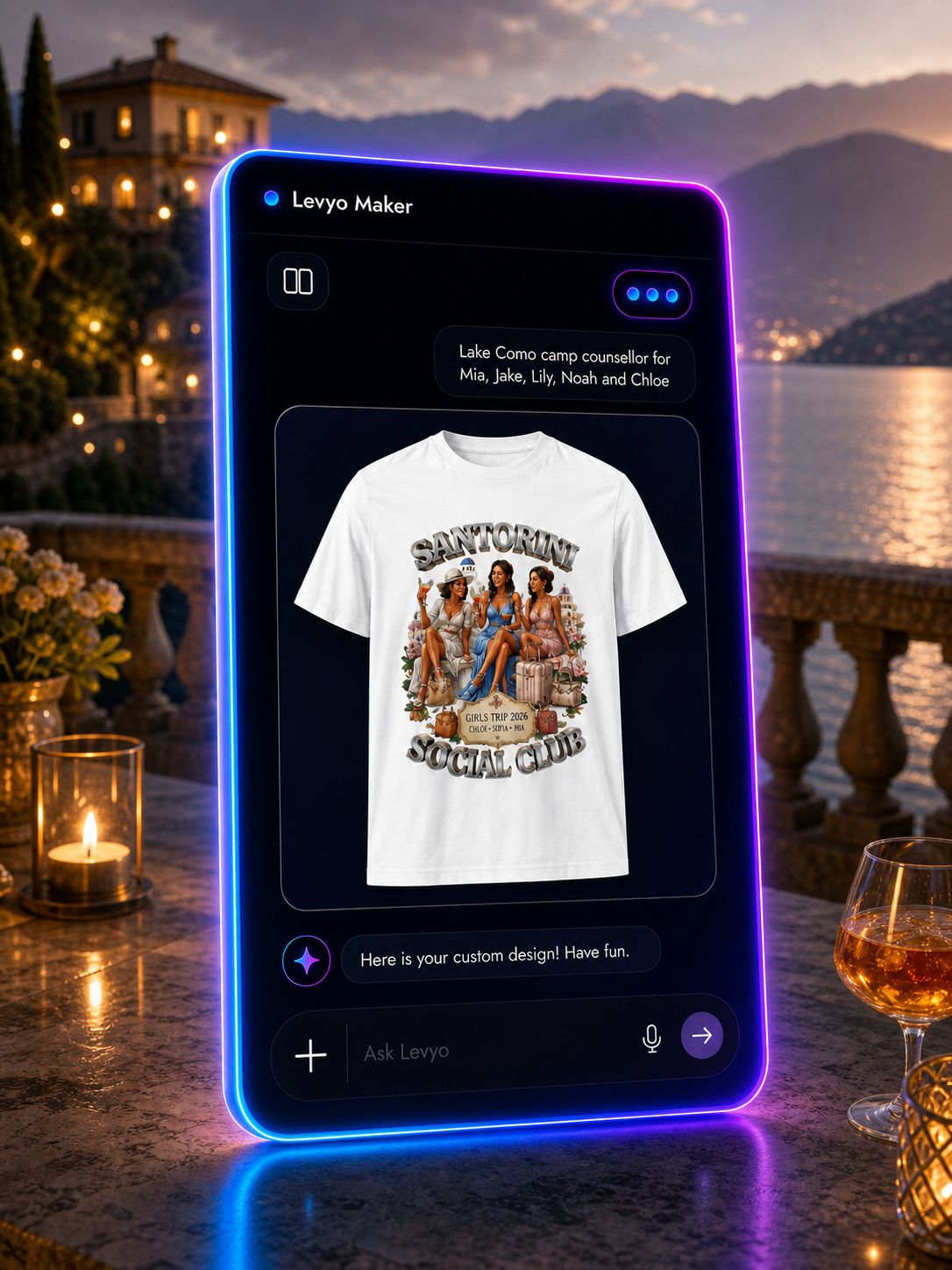 Levyo Maker result screen for camp counsellor t shirts