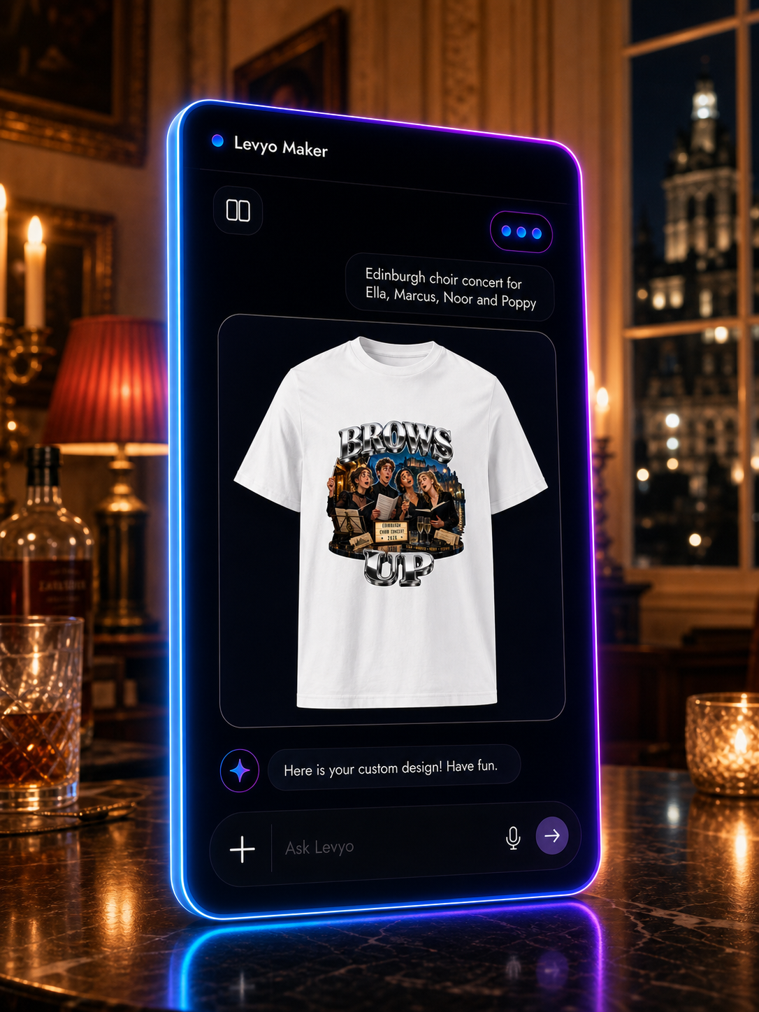 Levyo Maker result screen for choir concert t shirts