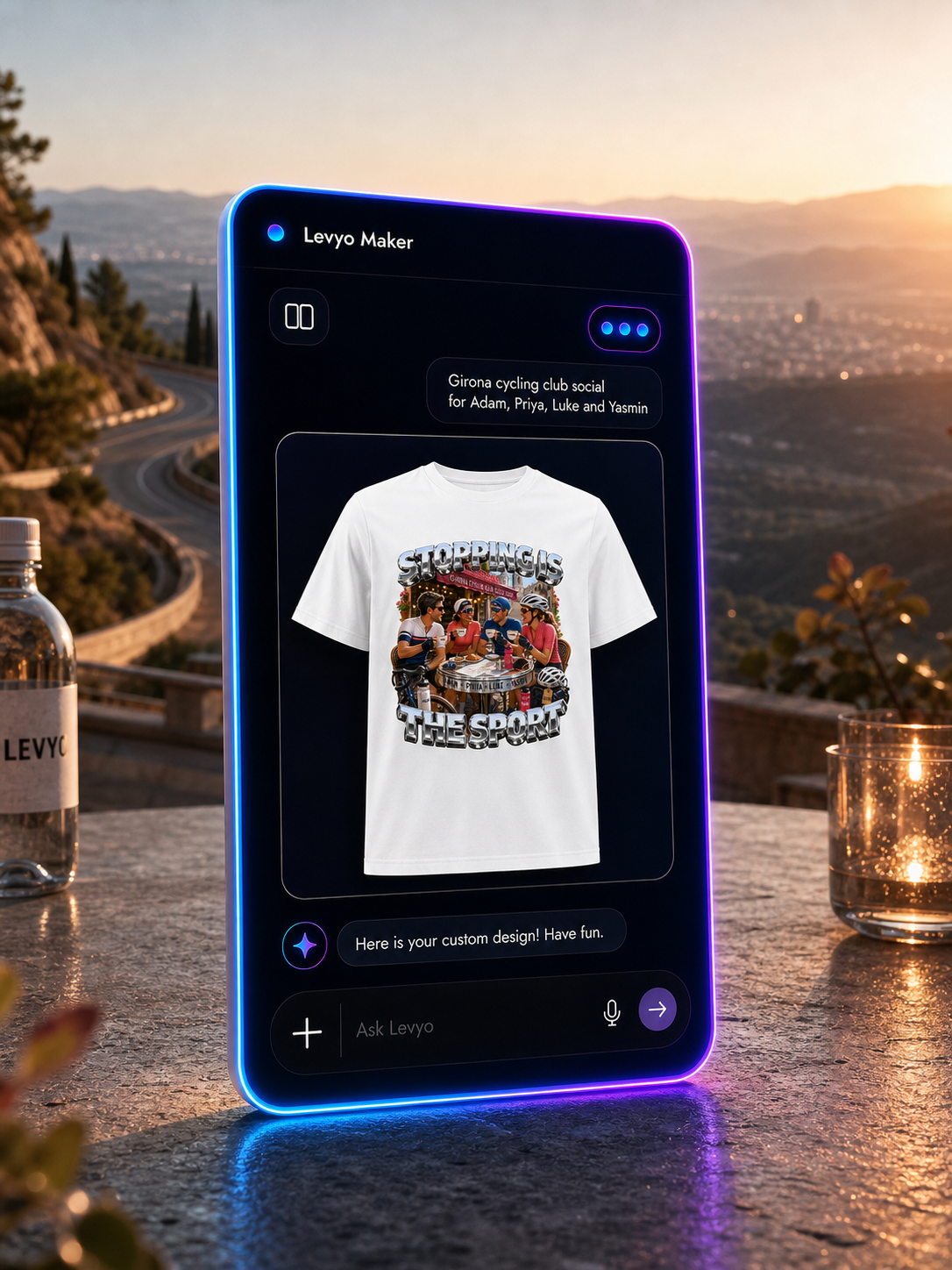 Levyo Maker result screen for cycling club social t shirts