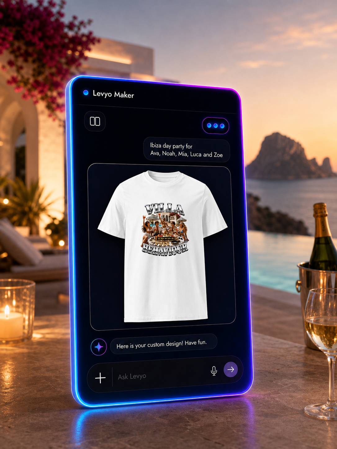 Levyo Maker result screen for day party t shirts