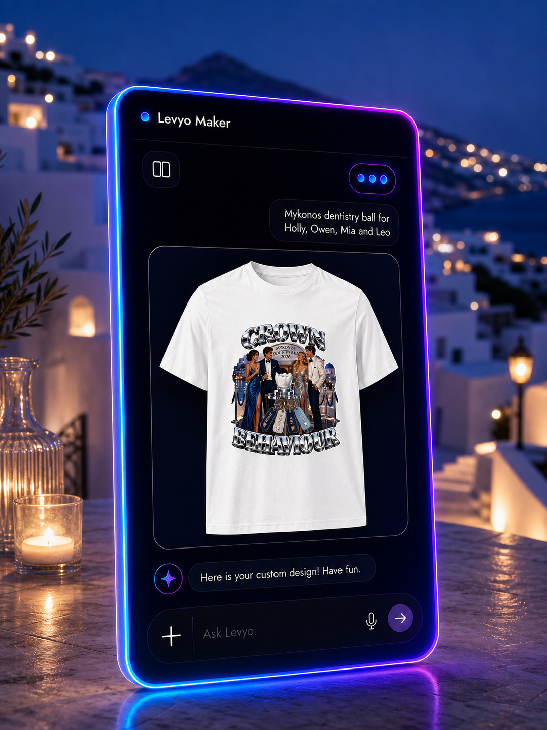 Levyo Maker result screen for dentistry ball t shirts