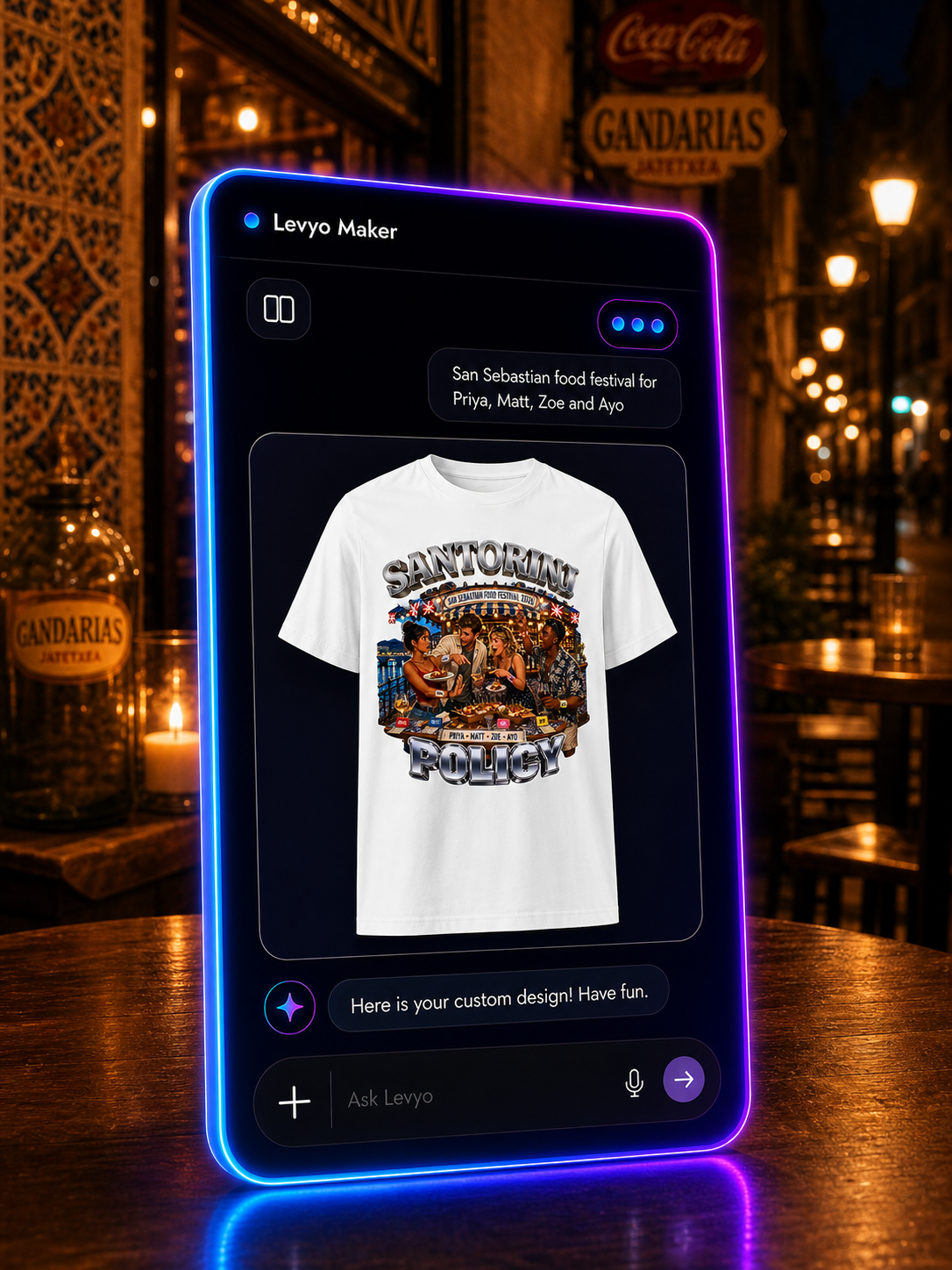 Levyo Maker result screen for food festival t shirts