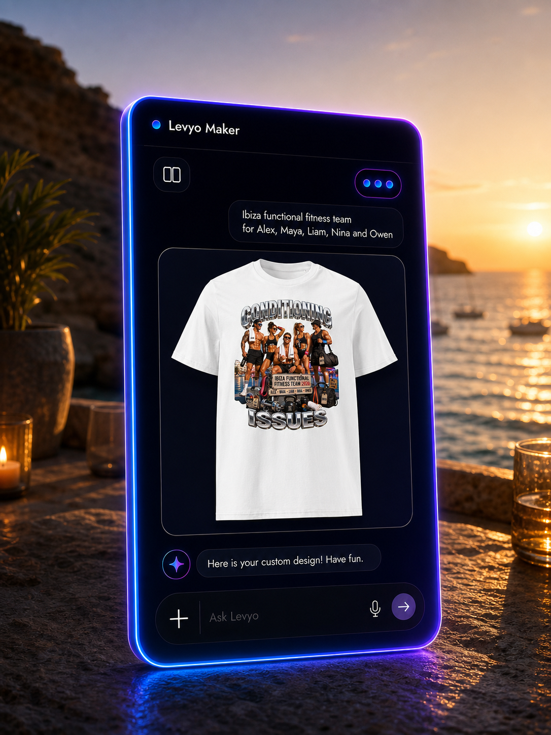 Levyo Maker result screen for functional fitness team t shirts