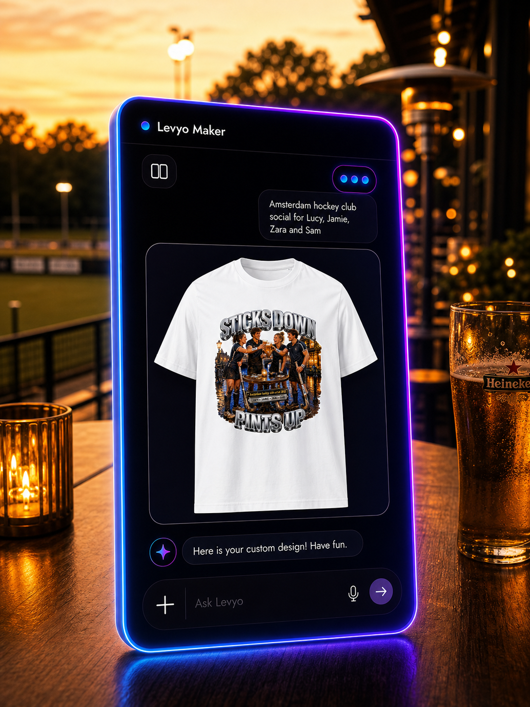 Levyo Maker result screen for hockey club social t shirts