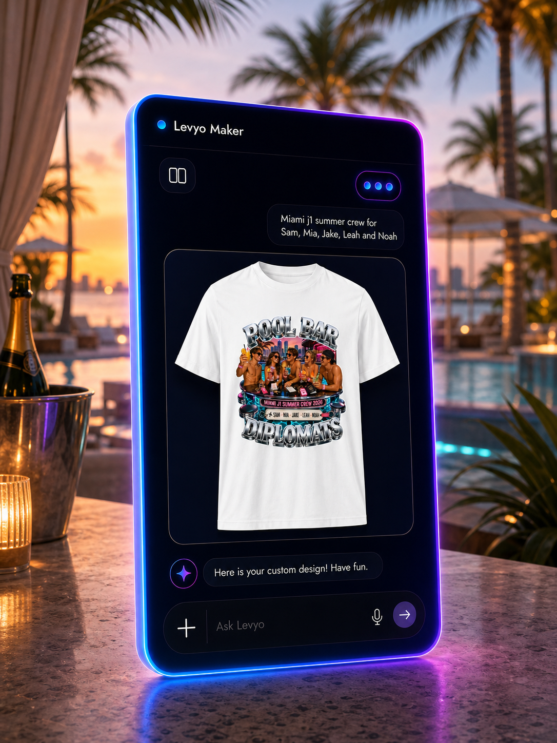 Levyo Maker result screen for j1 summer crew t shirts
