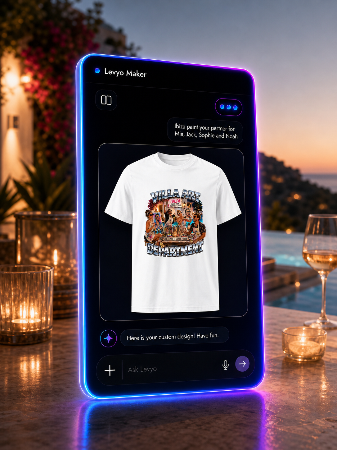 Levyo Maker result screen for paint your partner t shirts