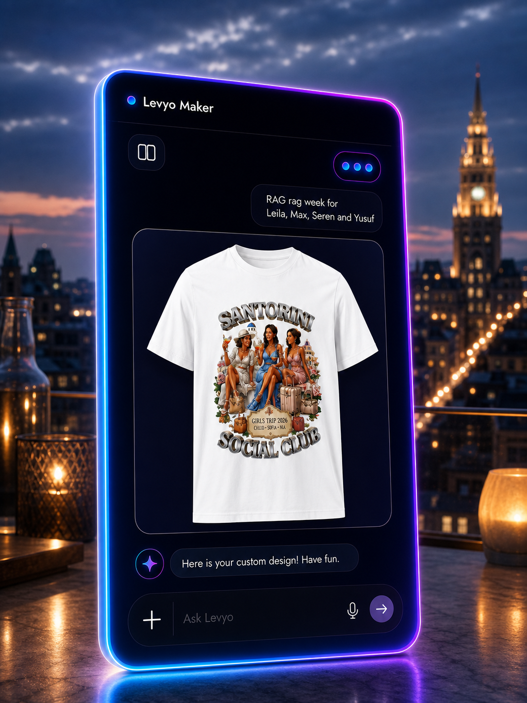 Levyo Maker result screen for rag week t shirts