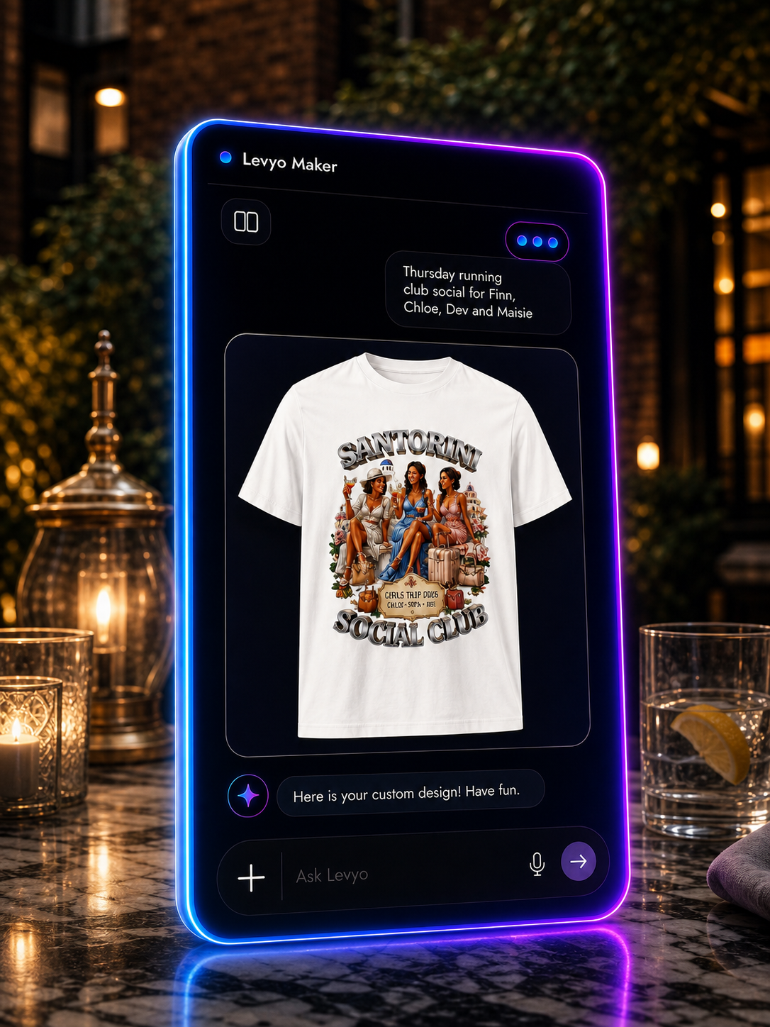 Levyo Maker result screen for running club social t shirts
