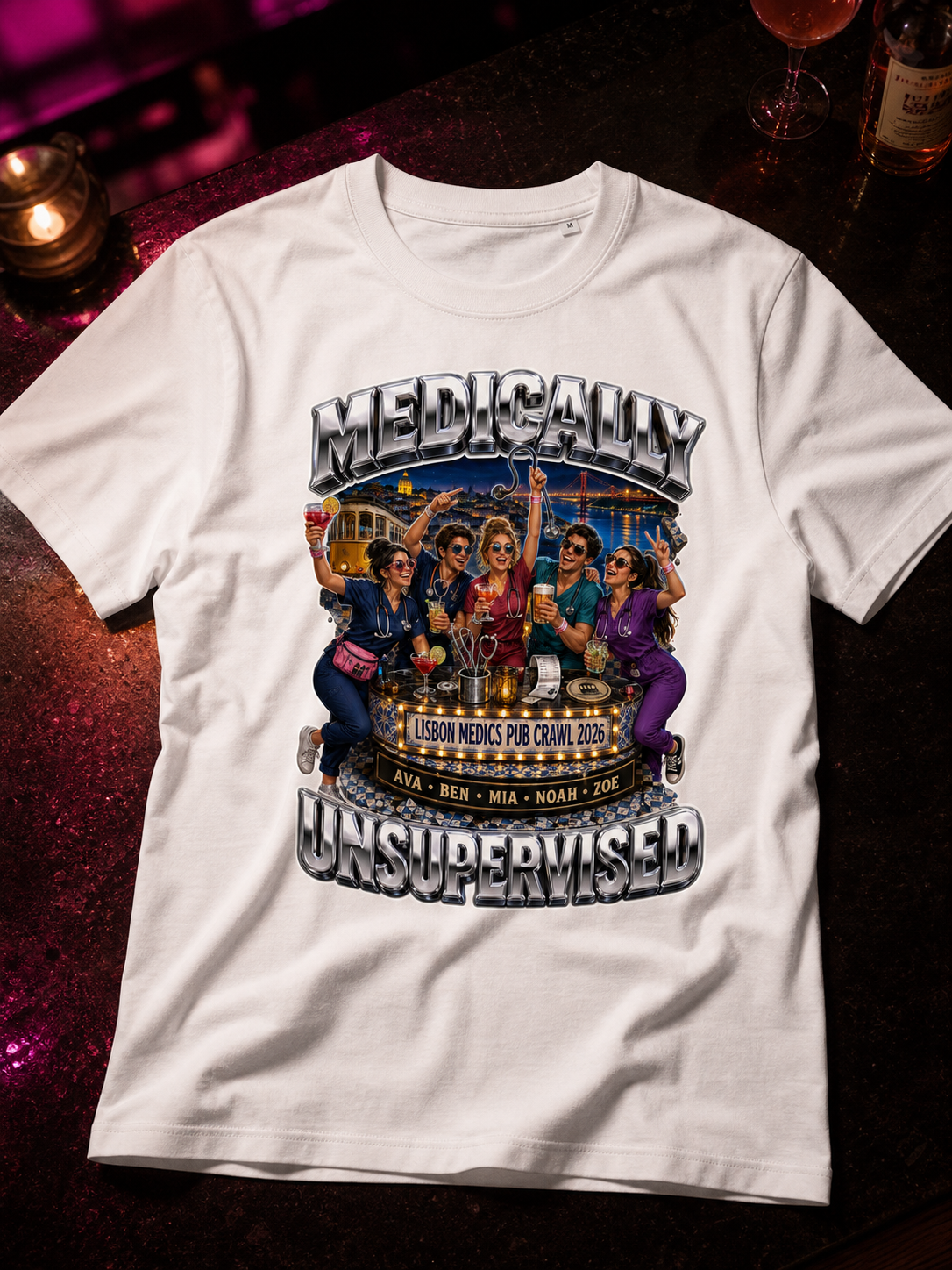 Levyo shirt visual for medics pub crawl t shirts
