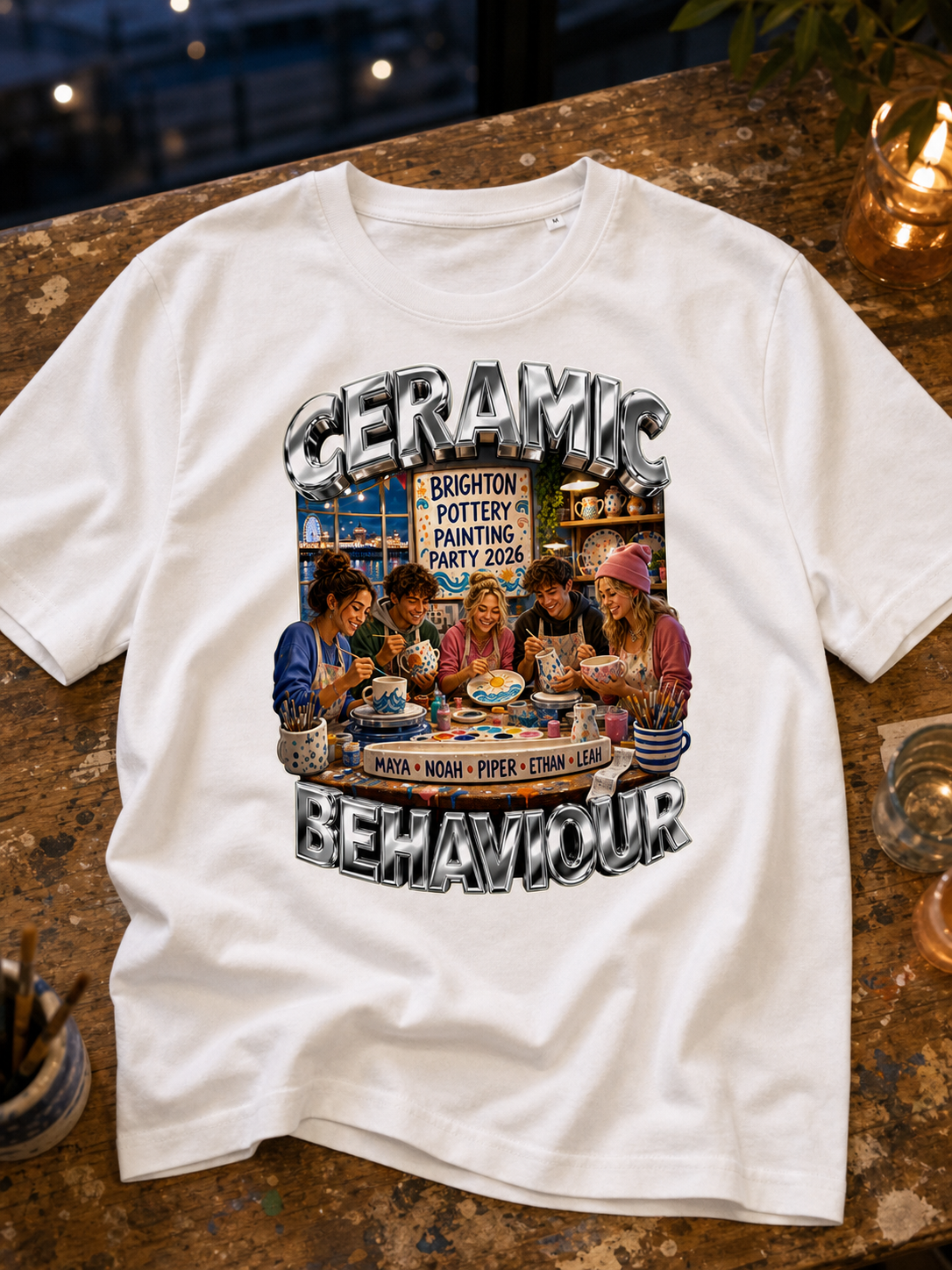 Levyo shirt visual for pottery painting party t shirts