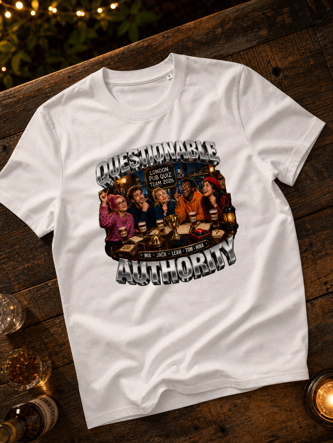 Levyo shirt visual for pub quiz team t shirts