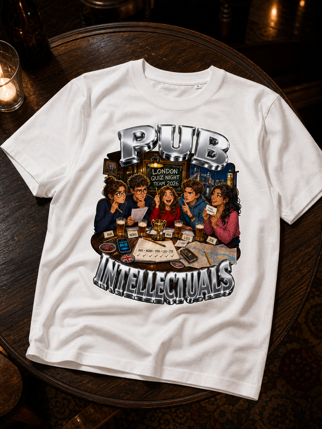 Levyo shirt visual for quiz night team t shirts