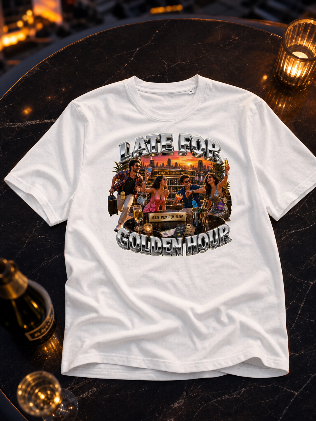 Levyo shirt visual for rooftop party t shirts
