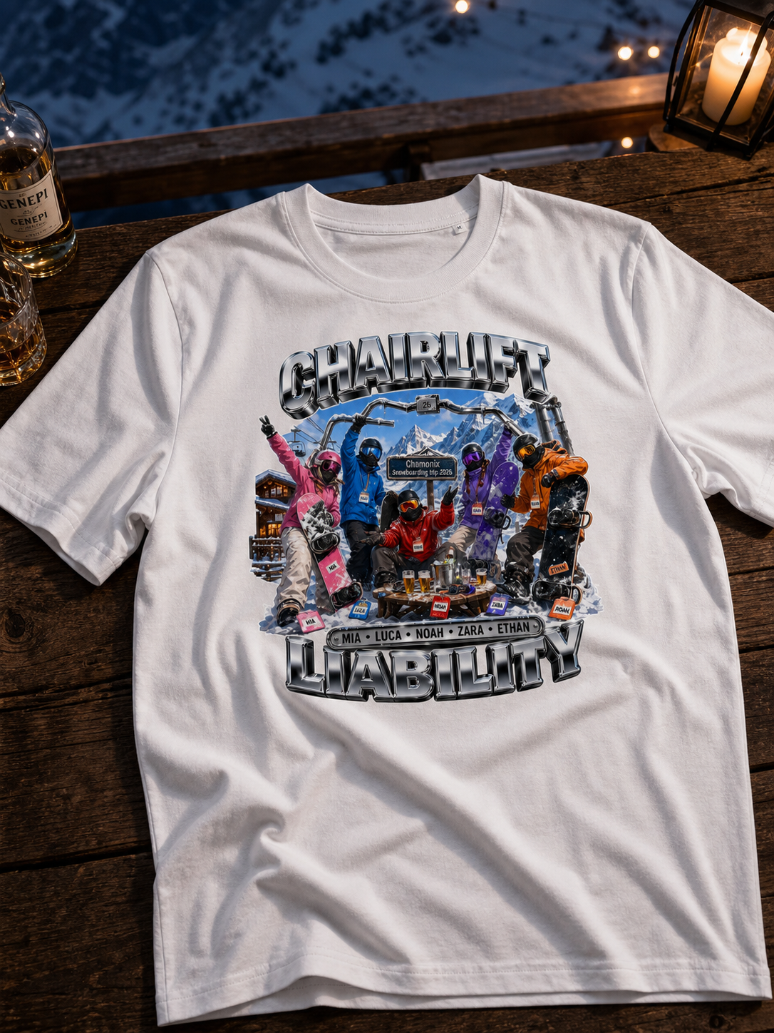 Levyo shirt visual for snowboarding trip t shirts