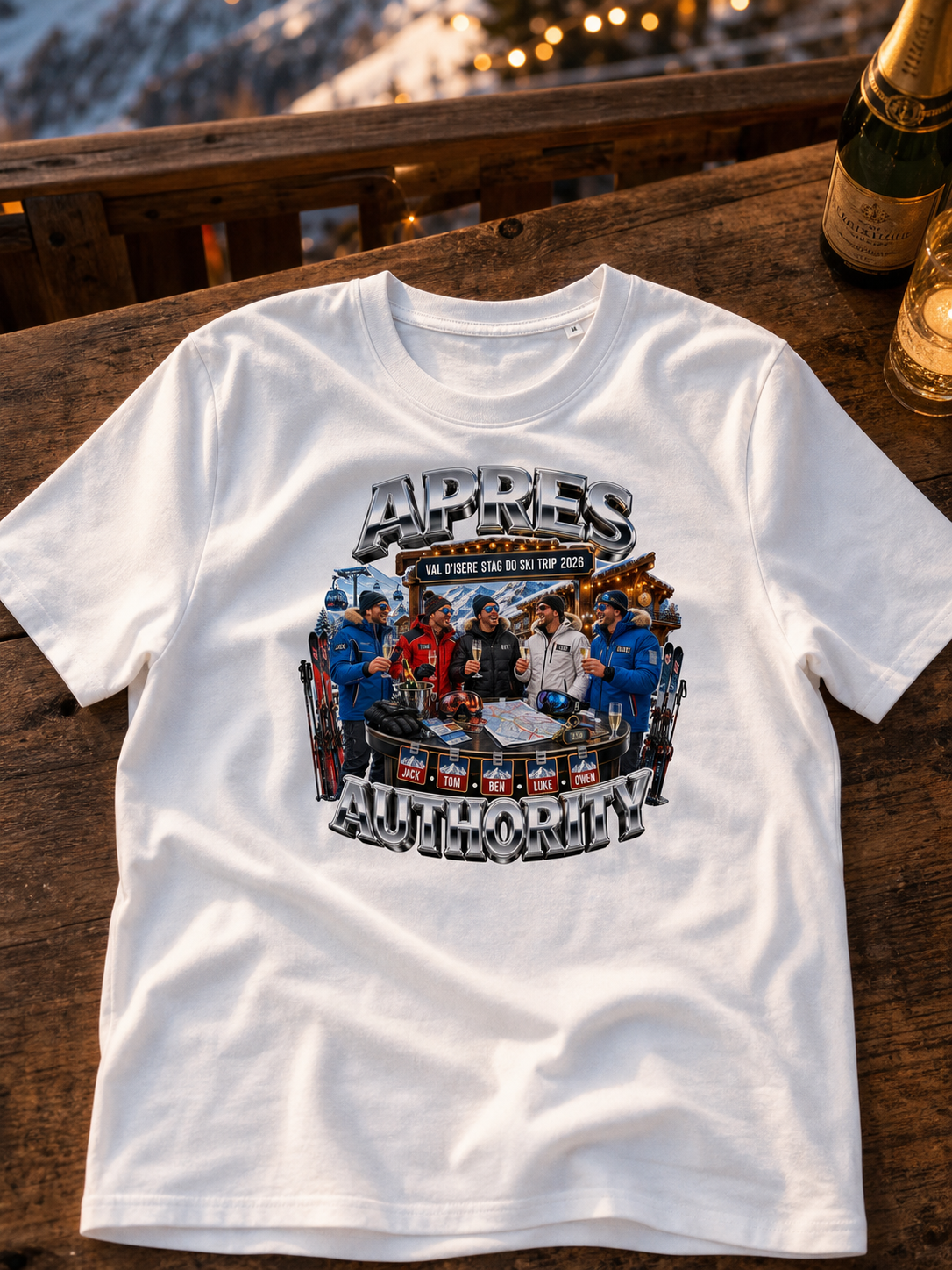 Levyo shirt visual for stag do ski trip t shirts