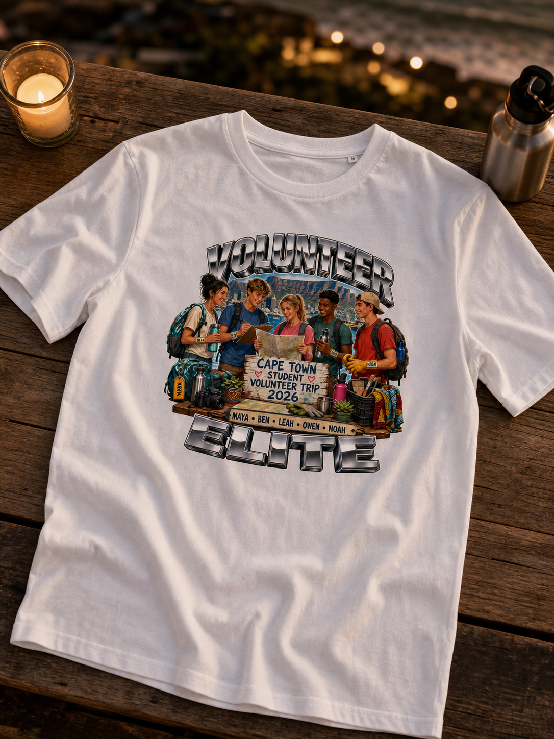 Levyo shirt visual for student volunteer trip t shirts