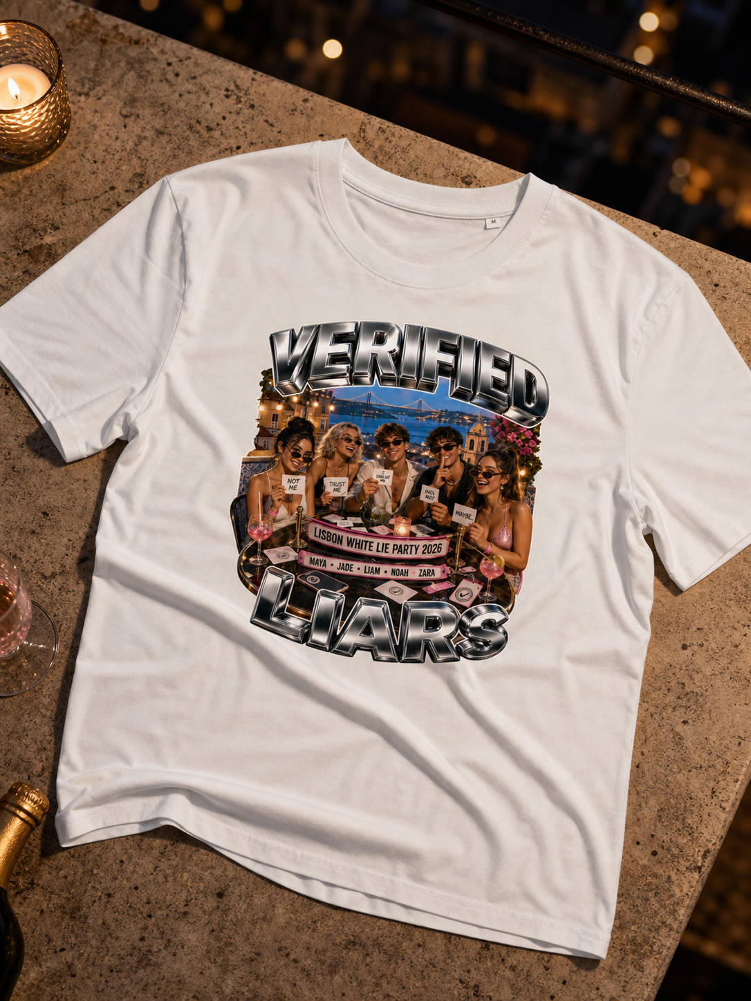 Levyo shirt visual for white lie party t shirts